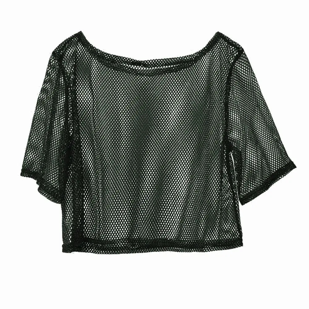 1980s Top Fishnet Women T-shirt Suspenders 80s Costumes Cosplay Party Carnival|?PajmasBuy