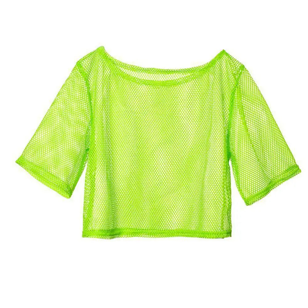 1980s Top Fishnet Women T-shirt Suspenders 80s Costumes Cosplay Party Carnival|?PajmasBuy