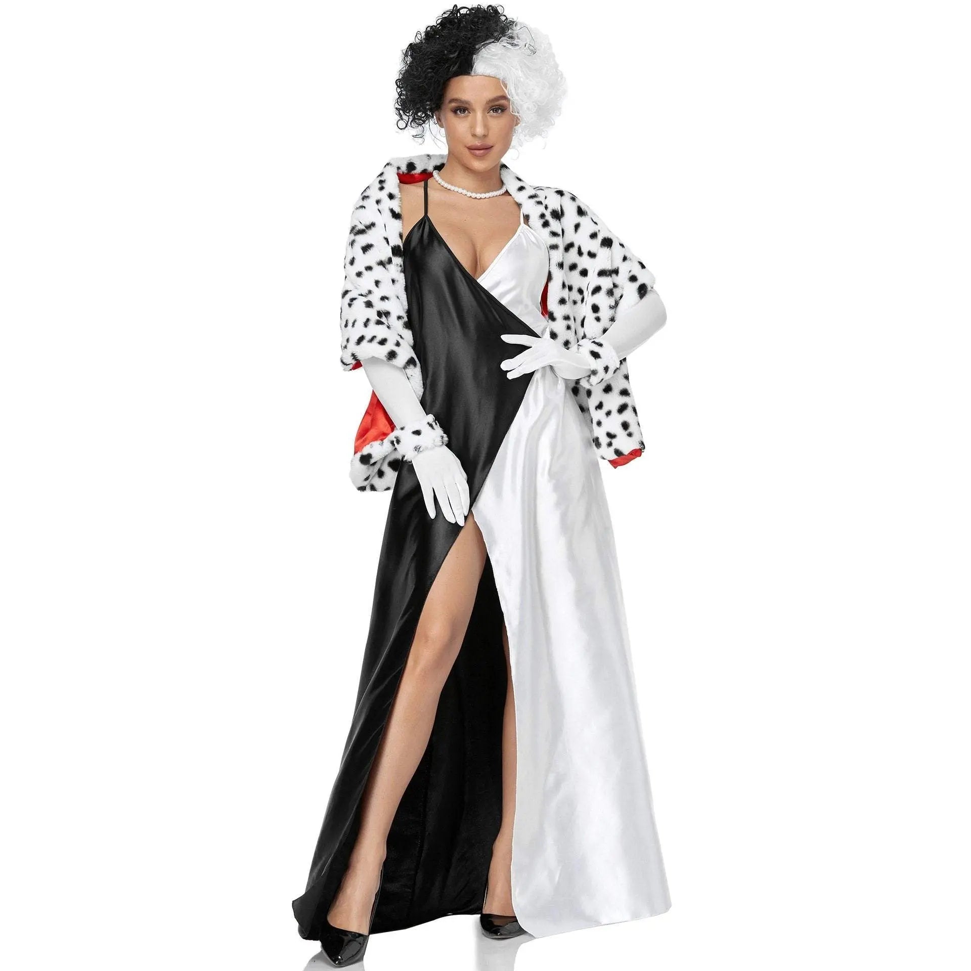 Adult Cruella Duster Costume Dress Uniform Halloween Women - Pajamasbuy