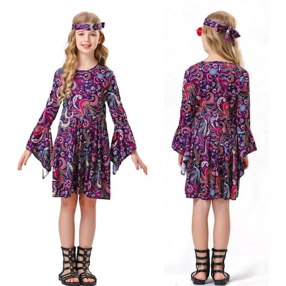 Children's 70s Retro Disco Hippie Fancy Dress Costumes Country Singer Cosplay - Pajamasbuy