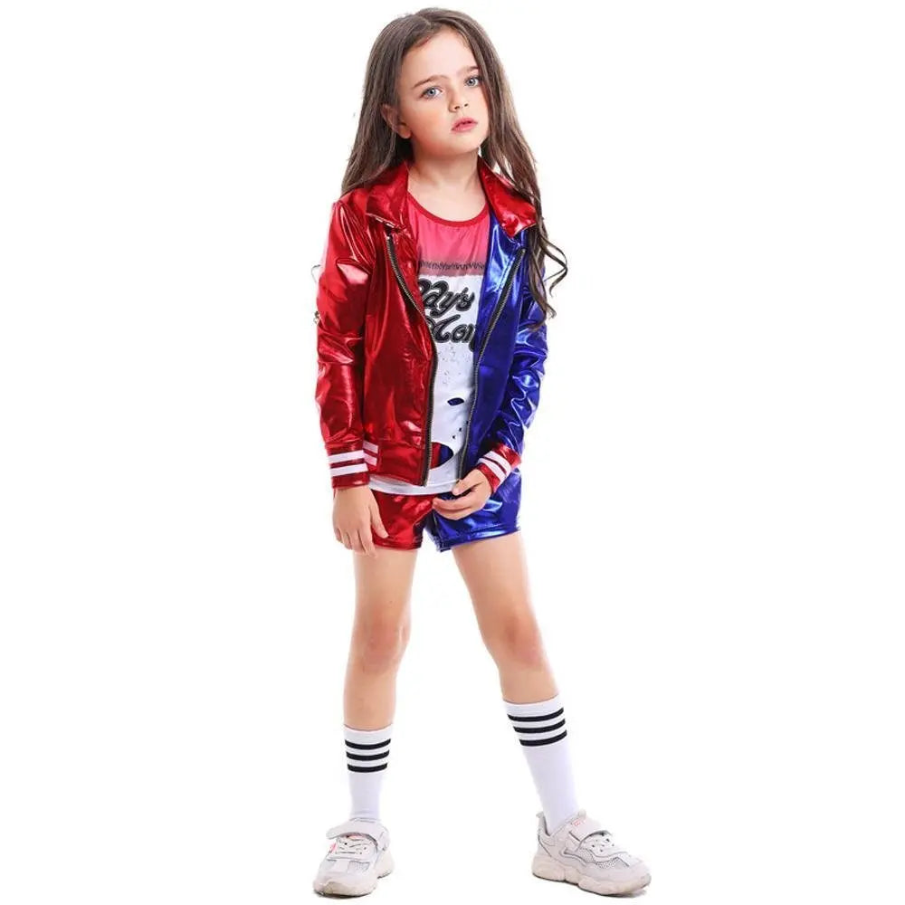 Kids suicide squad clown girl suit Harley Quinn halloween Costumes - Pajamasbuy