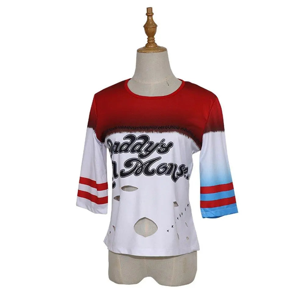 Suicide Squad Harley Quinn Cosplay Costume T-shirt Halloween Queen Outfit - Pajamasbuy