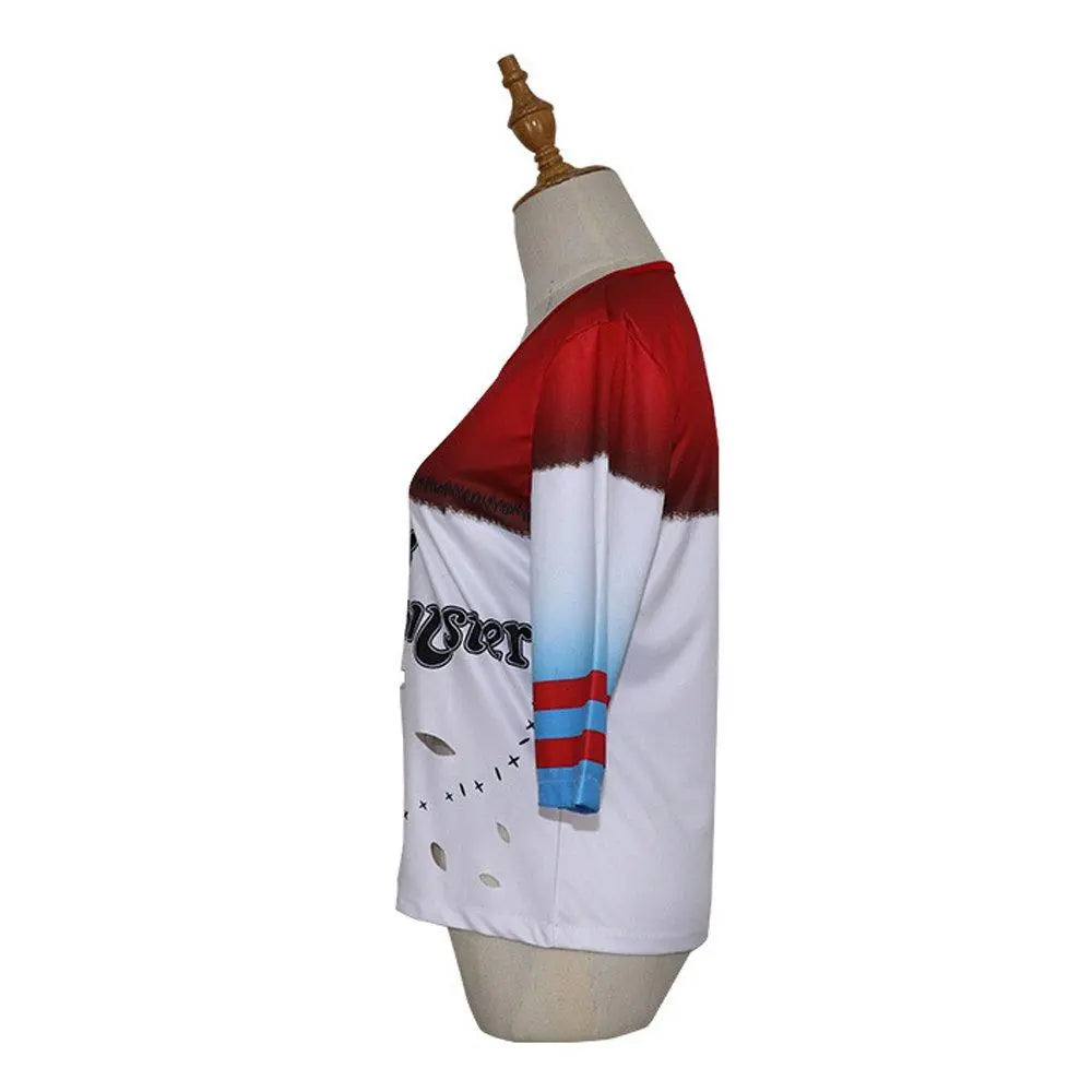 Suicide Squad Harley Quinn Cosplay Costume T-shirt Halloween Queen Outfit - Pajamasbuy