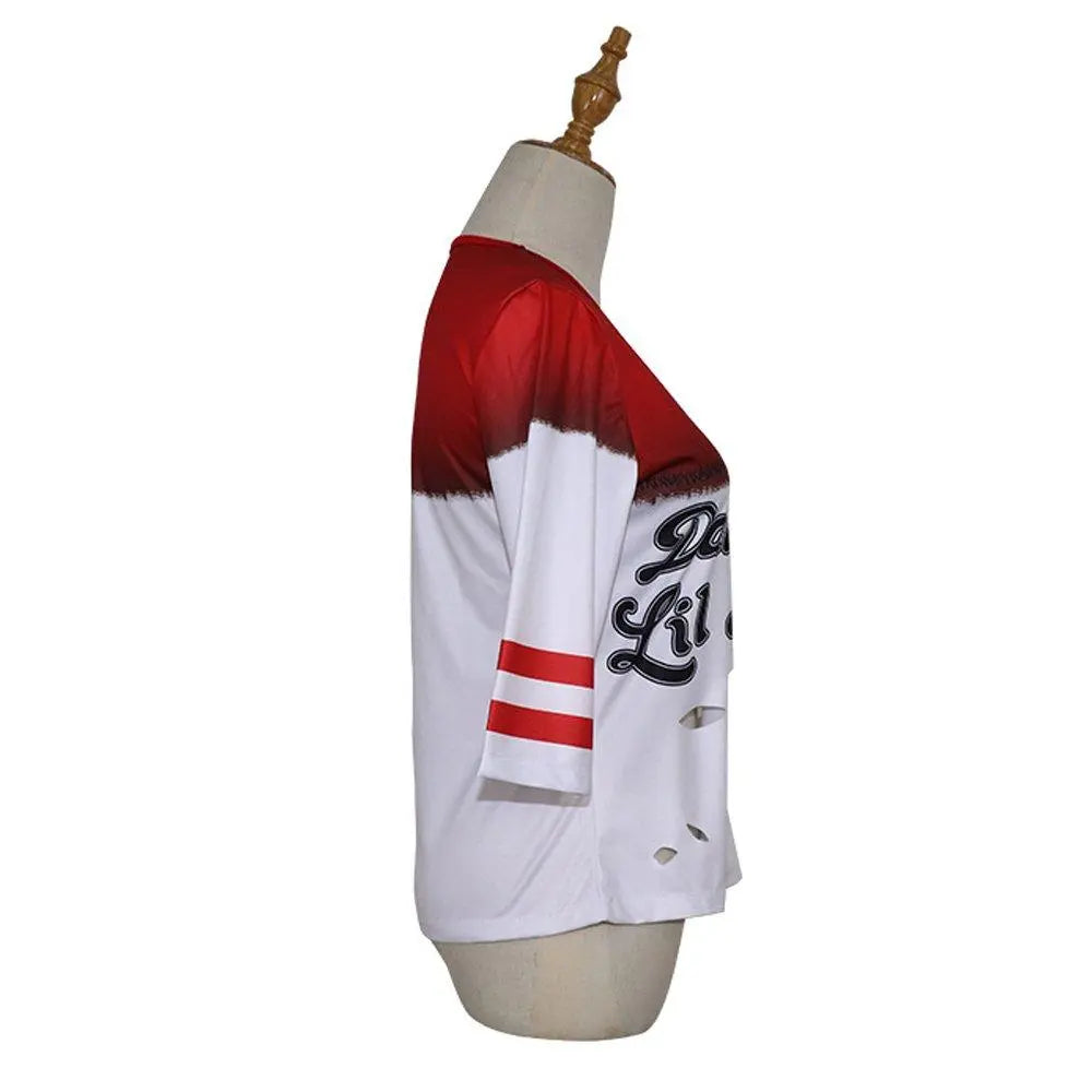 Suicide Squad Harley Quinn Cosplay Costume T-shirt Halloween Queen Outfit - Pajamasbuy