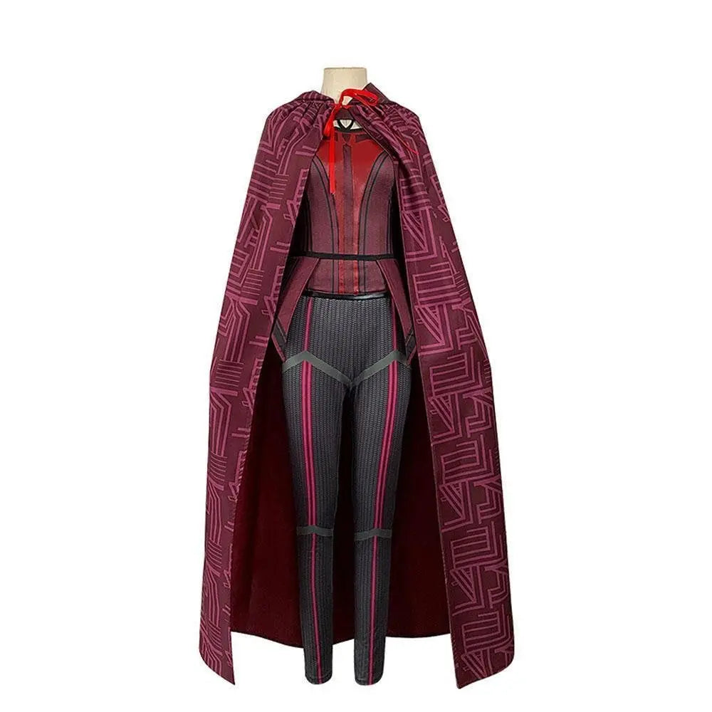 Wanda Maximoff Costume Cosplay Jumpsuit Red Witch Cloak Halloween Outfit for Woman - Pajamasbuy