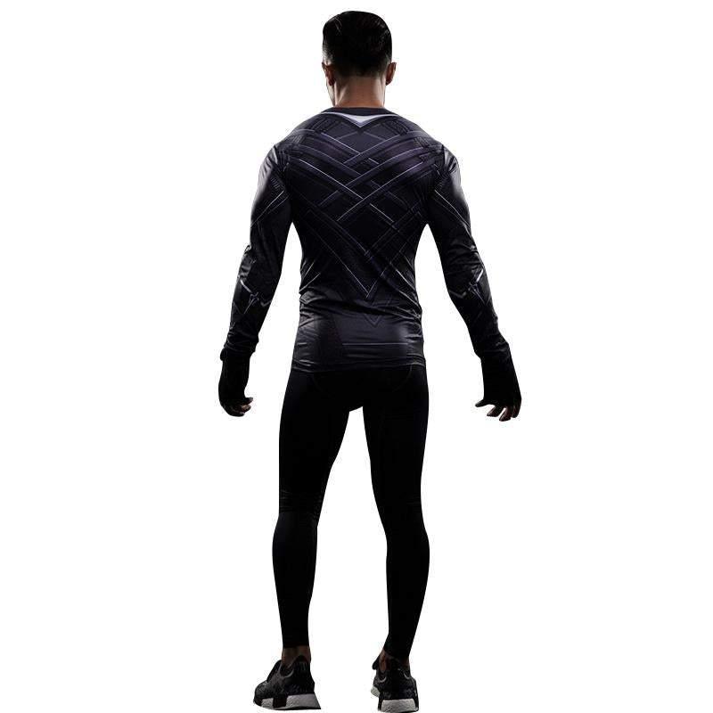 Black Panther Superhero Sport Men T-shirts Long Sleeve Tee - Pajamasbuy