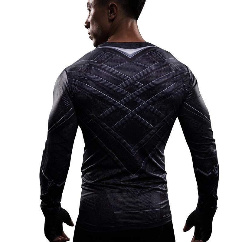 Black Panther Superhero Sport Men T-shirts Long Sleeve Tee - Pajamasbuy