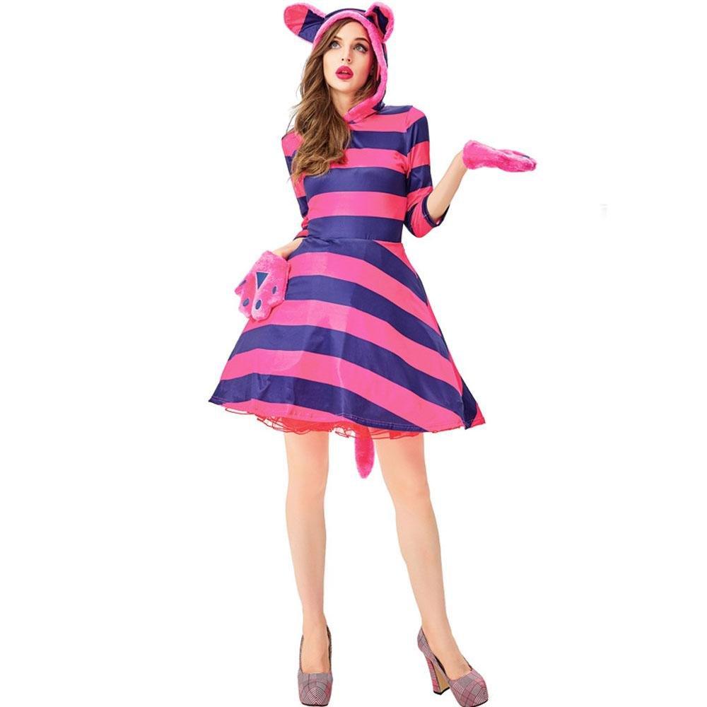 Cheshire Cat Costume Women Alice in Wonderland Party Dress Halloween - Pajamasbuy