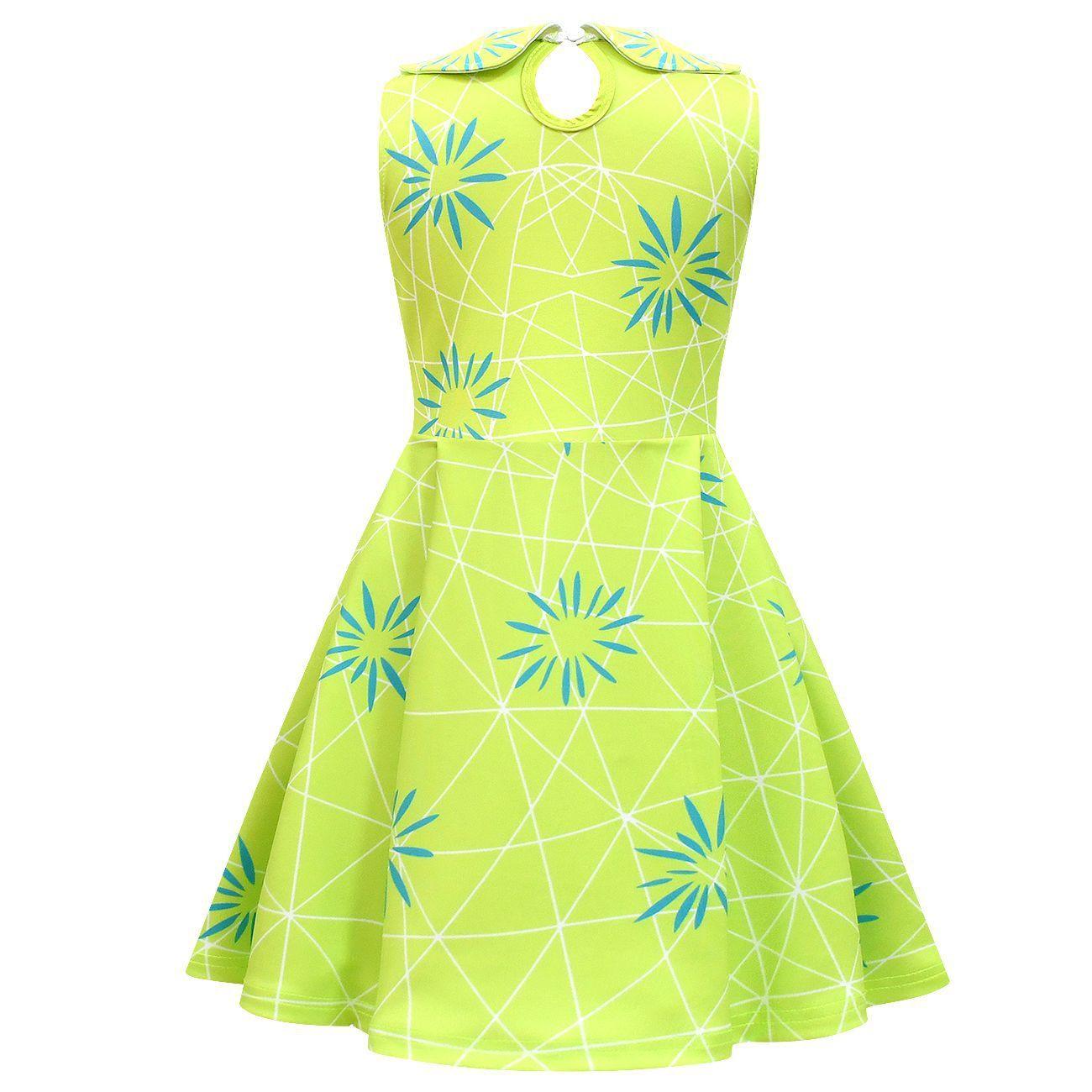 Inside Out Joy Costume Collared Dress for Girls Sleeveless Dress with Bag - Pajamasbuy