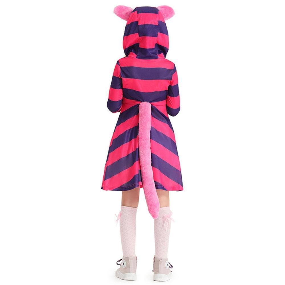 Purple Striped The Cheshire Cat Dress Halloween Outfits Carnival Cosplay Costume For Kids - Pajamasbuy