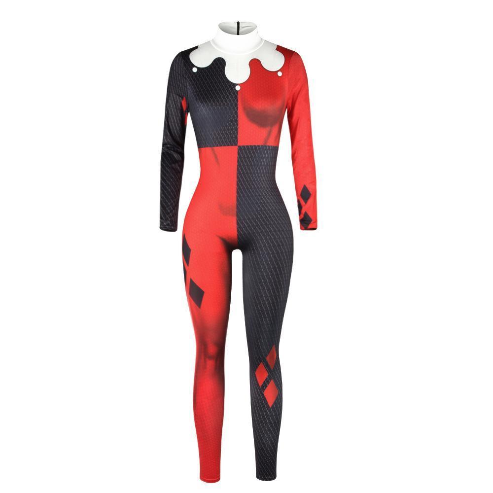 Women Adult Halloween Digital Printed Clown Costume Jumpsuit - Pajamasbuy