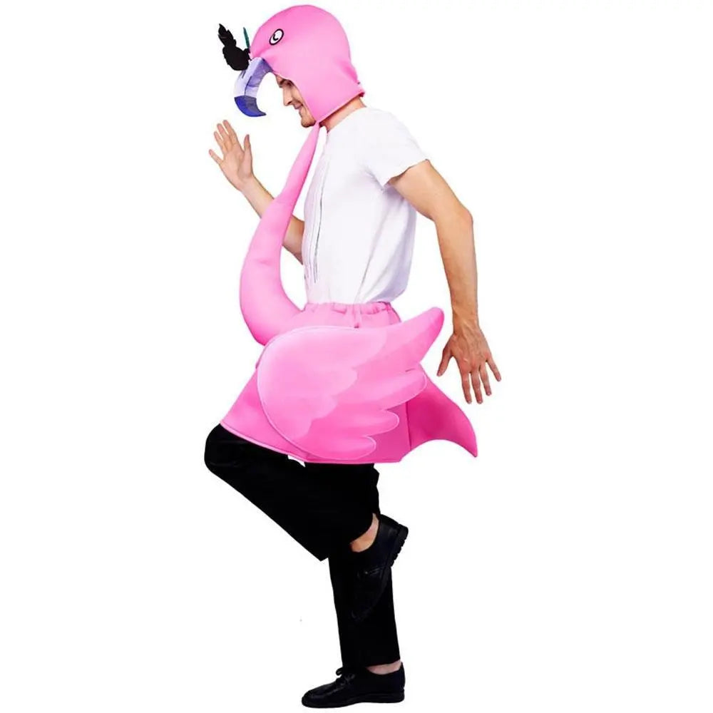 Adult Man Pink Flamingo Funny Jumpsuit Cosplay Stage Performance Costume - Pajamasbuy