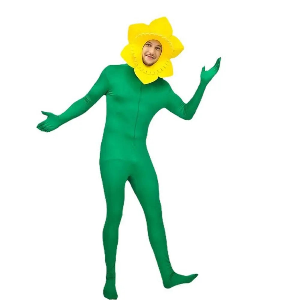 Adult Man Sunflower Funny Jumpsuit Cosplay Stage Performance Costume - Pajamasbuy