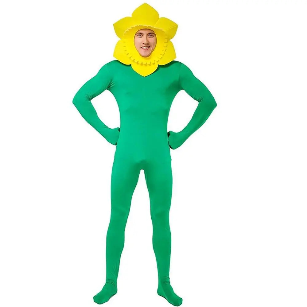Adult Man Sunflower Funny Jumpsuit Cosplay Stage Performance Costume - Pajamasbuy