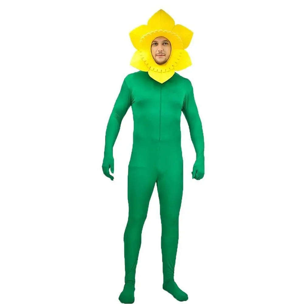 Adult Man Sunflower Funny Jumpsuit Cosplay Stage Performance Costume - Pajamasbuy