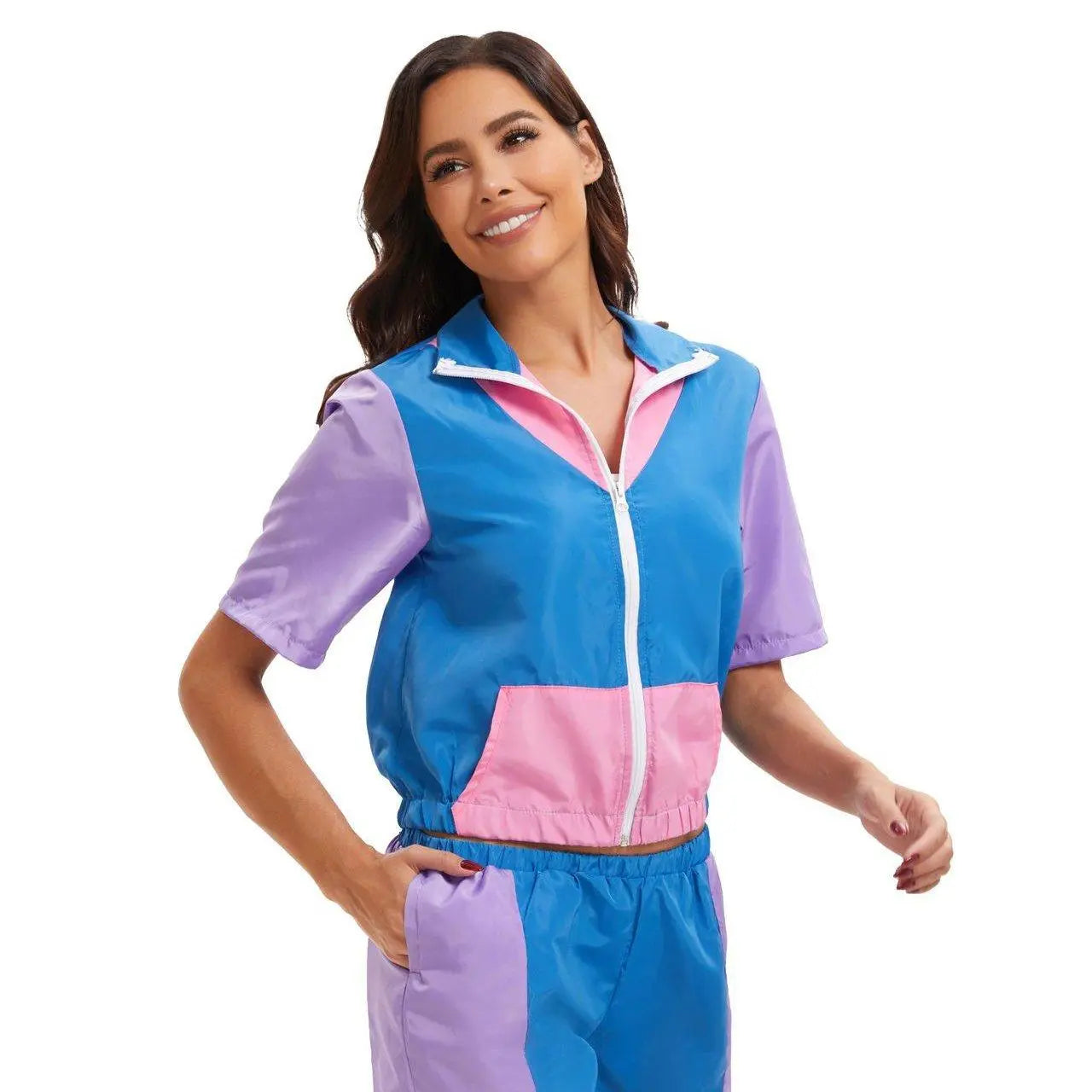 Carnival Disco Retro 80s Outfits Zipper Women's Sportswear Hip Hop Stage Costume - Pajamasbuy