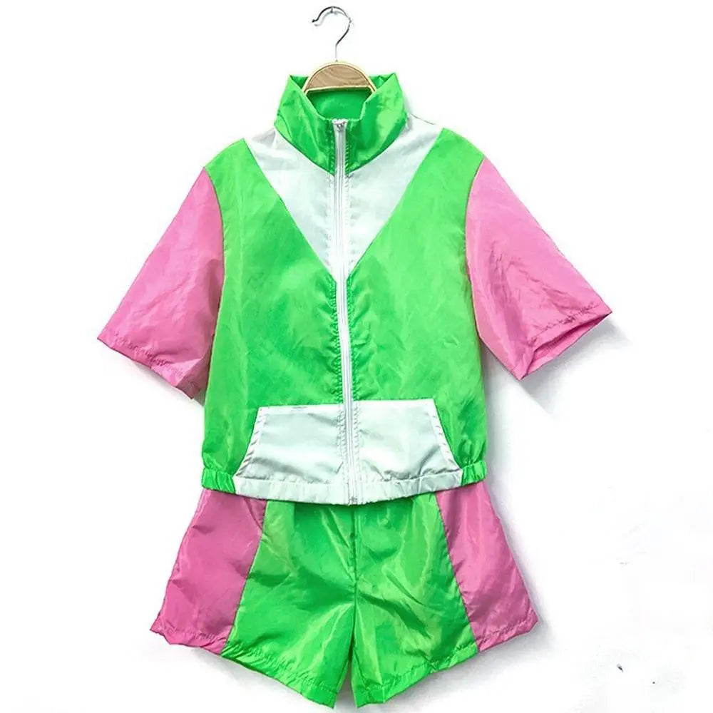 Carnival Disco Retro 80s Outfits Zipper Women's Sportswear Hip Hop Stage Costume - Pajamasbuy
