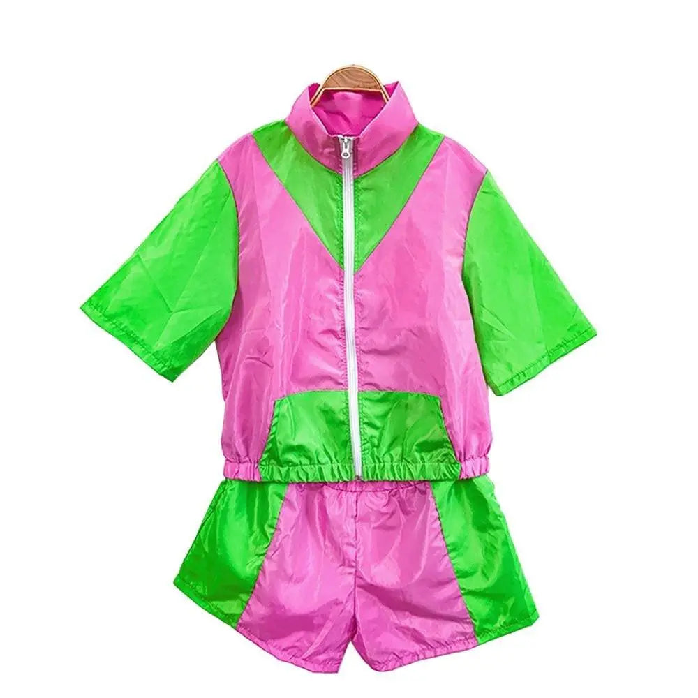 Carnival Disco Retro 80s Outfits Zipper Women's Sportswear Hip Hop Stage Costume - Pajamasbuy