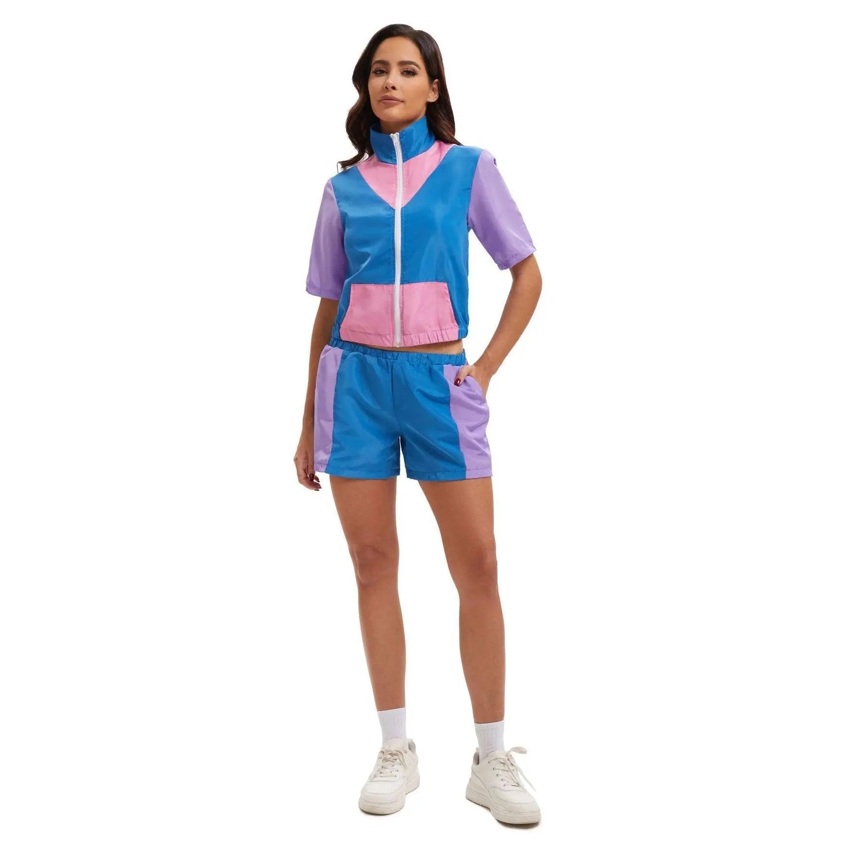 Carnival Disco Retro 80s Outfits Zipper Women's Sportswear Hip Hop Stage Costume - Pajamasbuy
