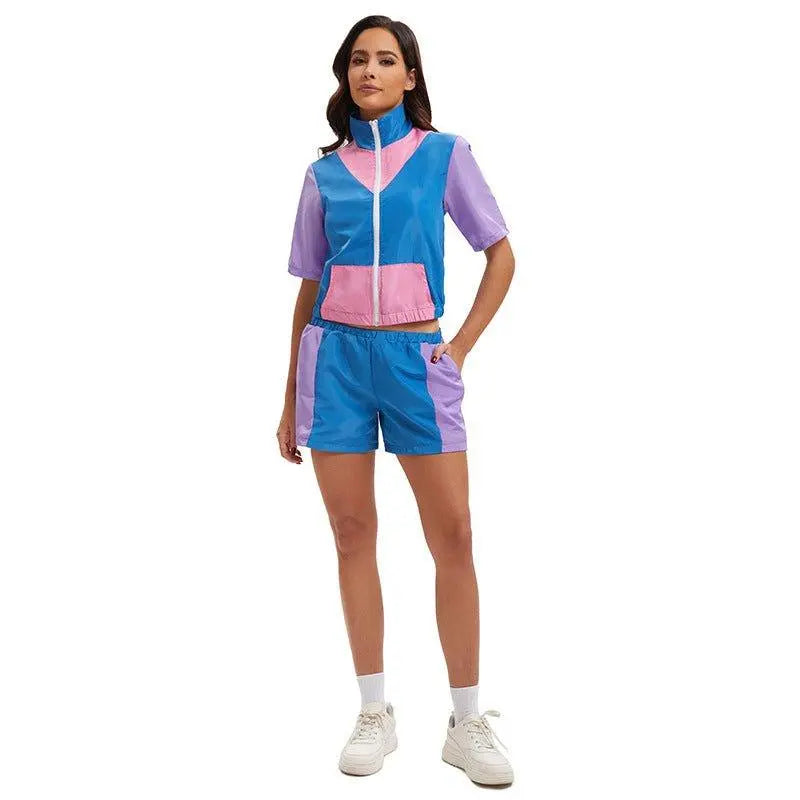 Carnival Disco Retro 80s Outfits Zipper Women's Sportswear Hip Hop Stage Costume - Pajamasbuy