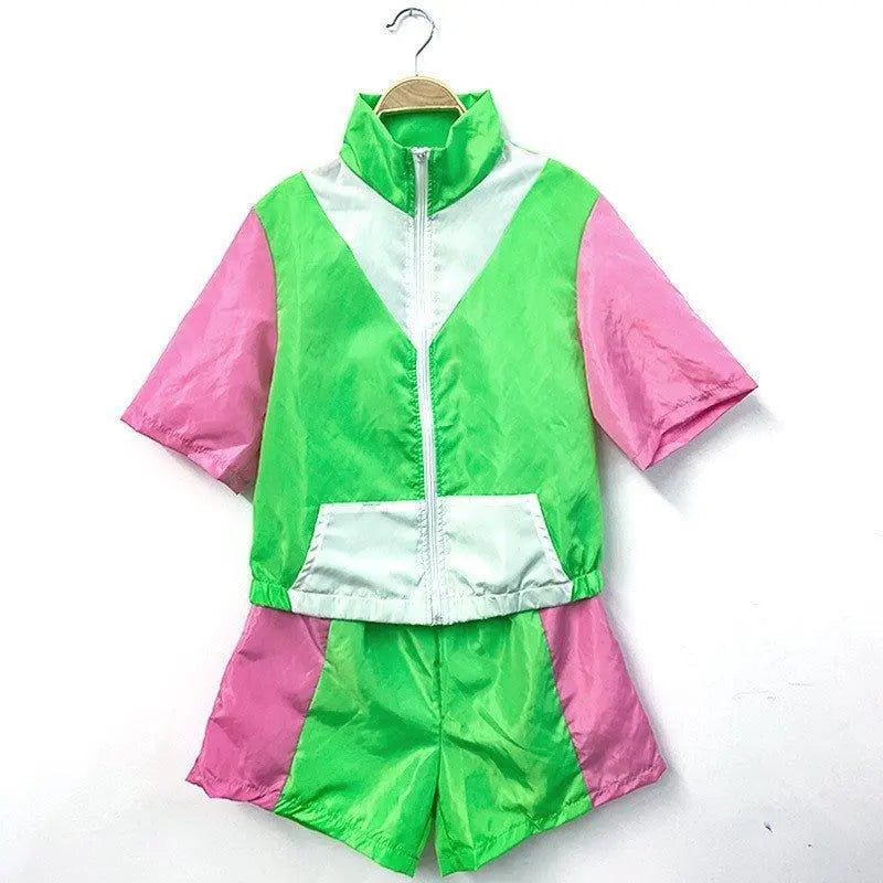 Carnival Disco Retro 80s Outfits Zipper Women's Sportswear Hip Hop Stage Costume - Pajamasbuy