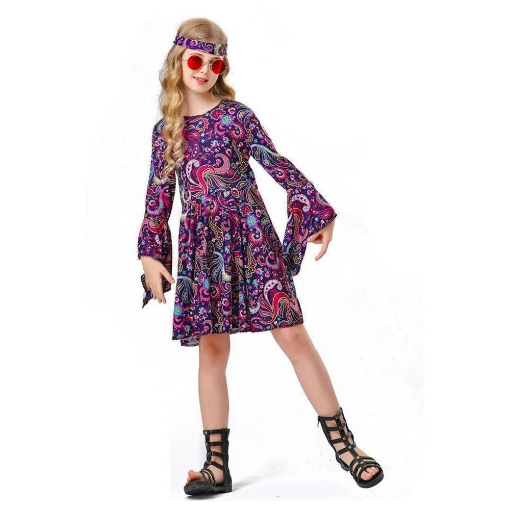 Children's 70s Retro Disco Hippie Fancy Dress Costumes Country Singer Cosplay - Pajamasbuy