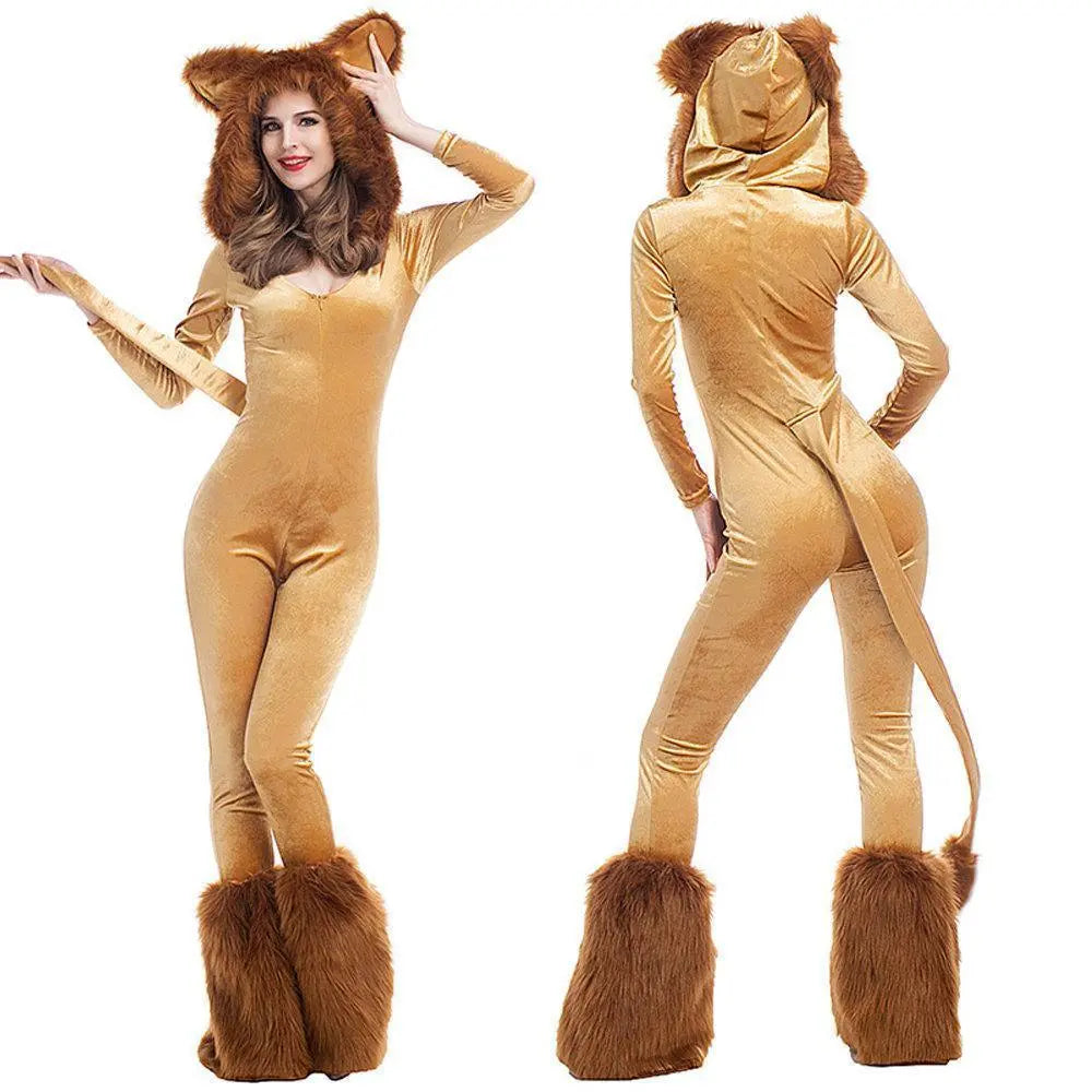 Halloween Animal Leo Lion Performance Cosplay Costume for Women - Pajamasbuy