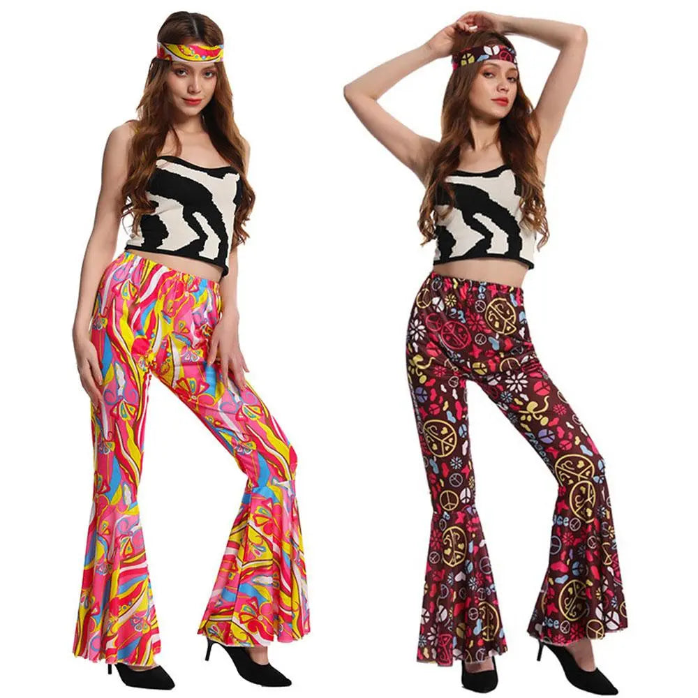 Hip Hop Rock Hippie 70s Costumes Cosplay Bell Bottoms|?PajmasBuy
