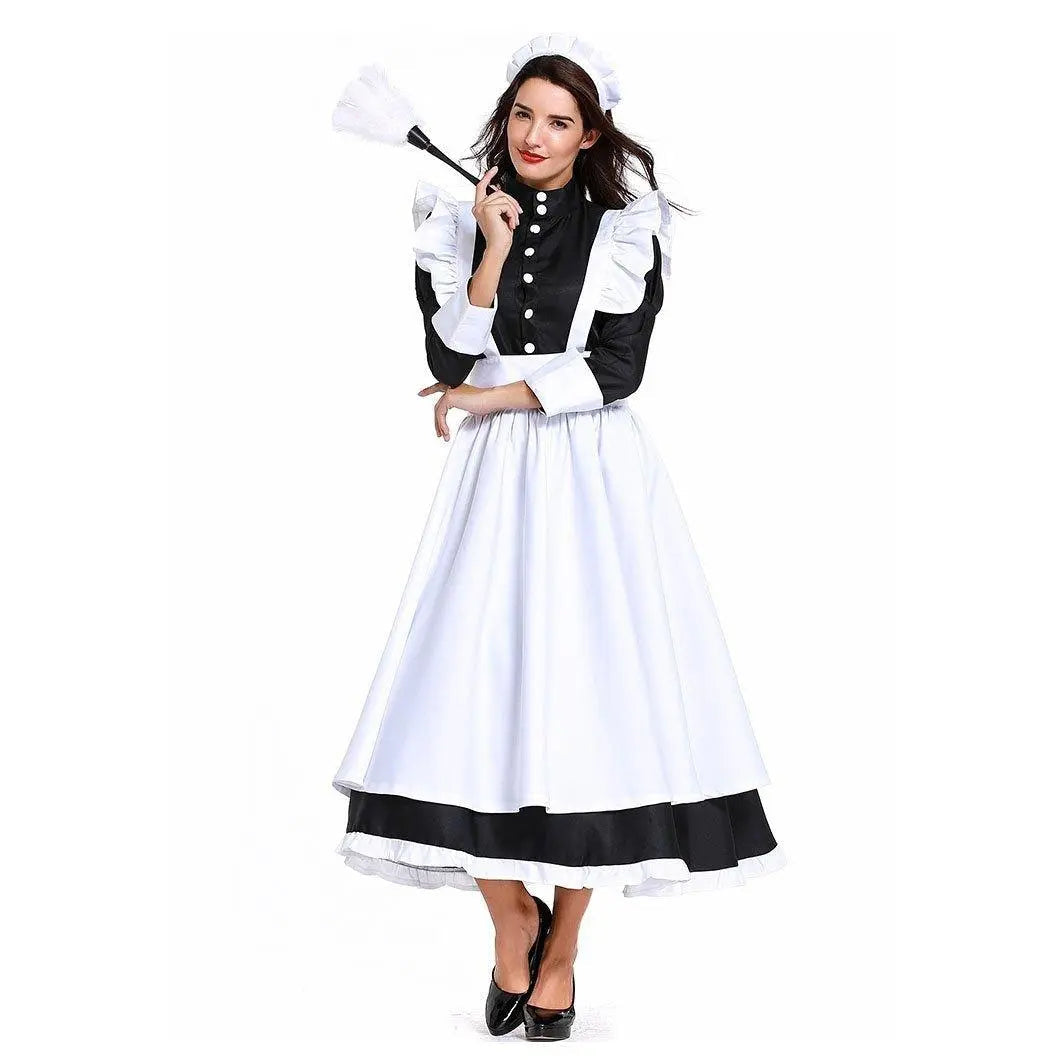 Housekeeper French maid costume German maid costume black and white long skirt unisex - Pajamasbuy