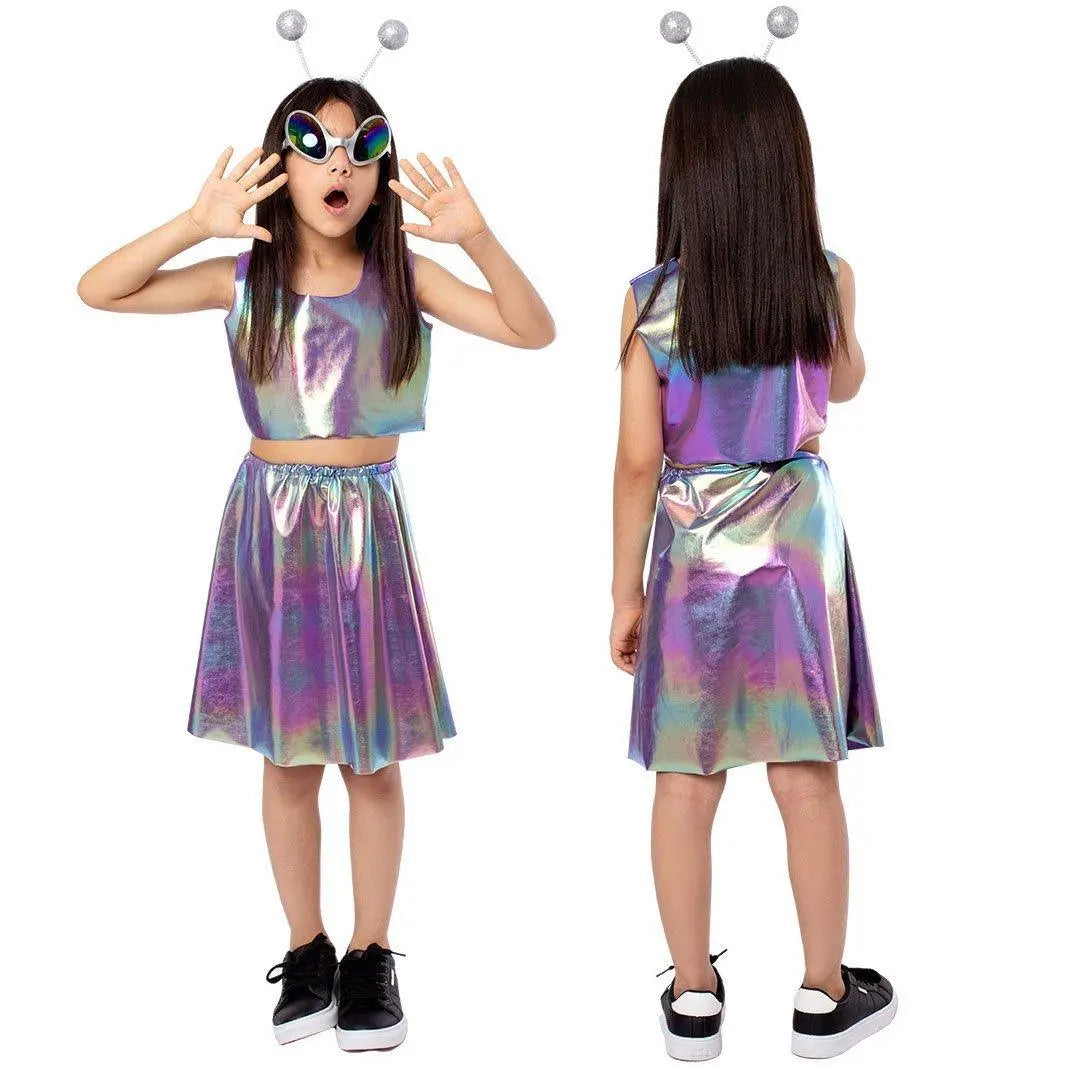 Kids Alien Role Play Costume Halloween Skirt Outfit for School Stage Performances - Pajamasbuy