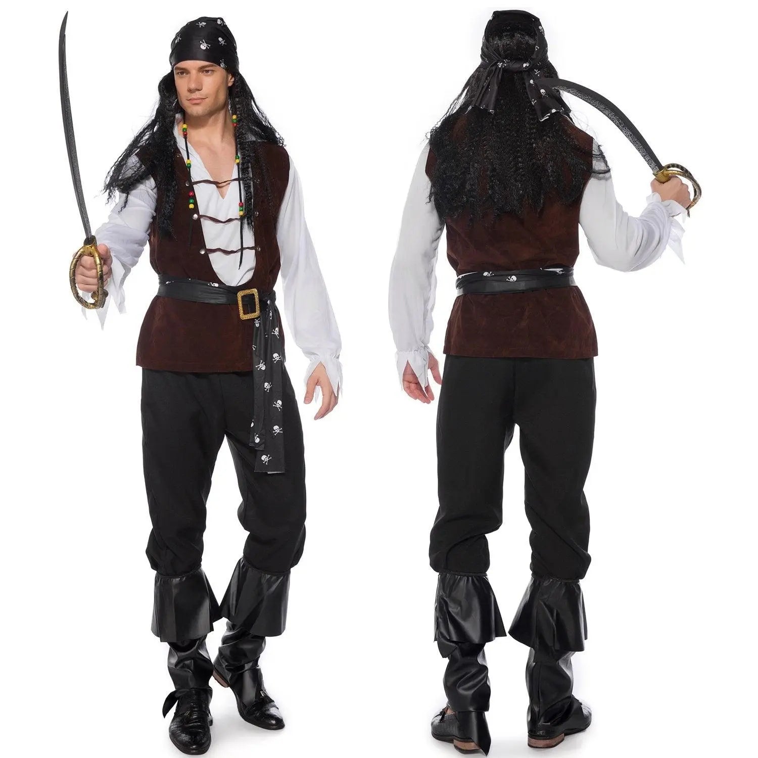 Male Pirate Outfit Vintage Cosplay Costume Carnival Halloween For Mens - Pajamasbuy