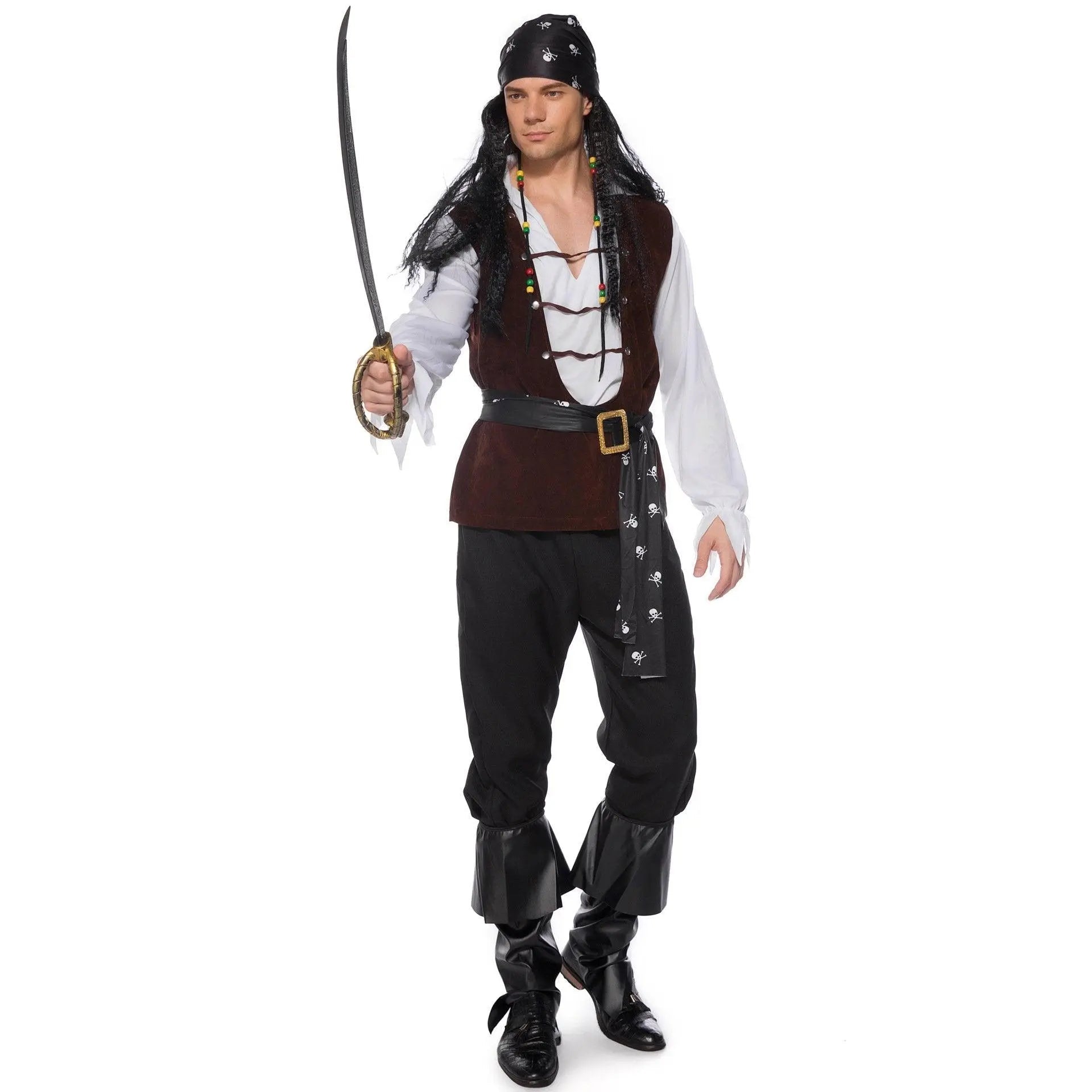 Male Pirate Outfit Vintage Cosplay Costume Carnival Halloween For Mens - Pajamasbuy