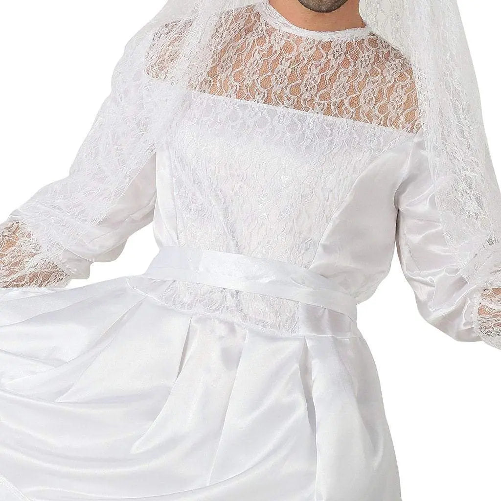 Men's Wedding Dress Funny Male White Bride Costume Halloween Stag Night Party Outift - Pajamasbuy