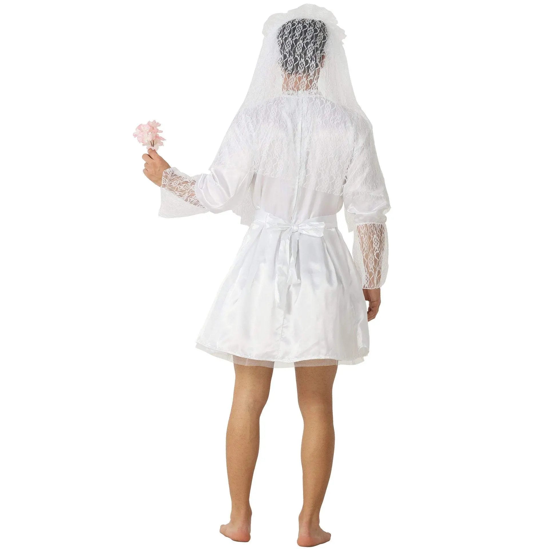 Men's Wedding Dress Funny Male White Bride Costume Halloween Stag Night Party Outift - Pajamasbuy