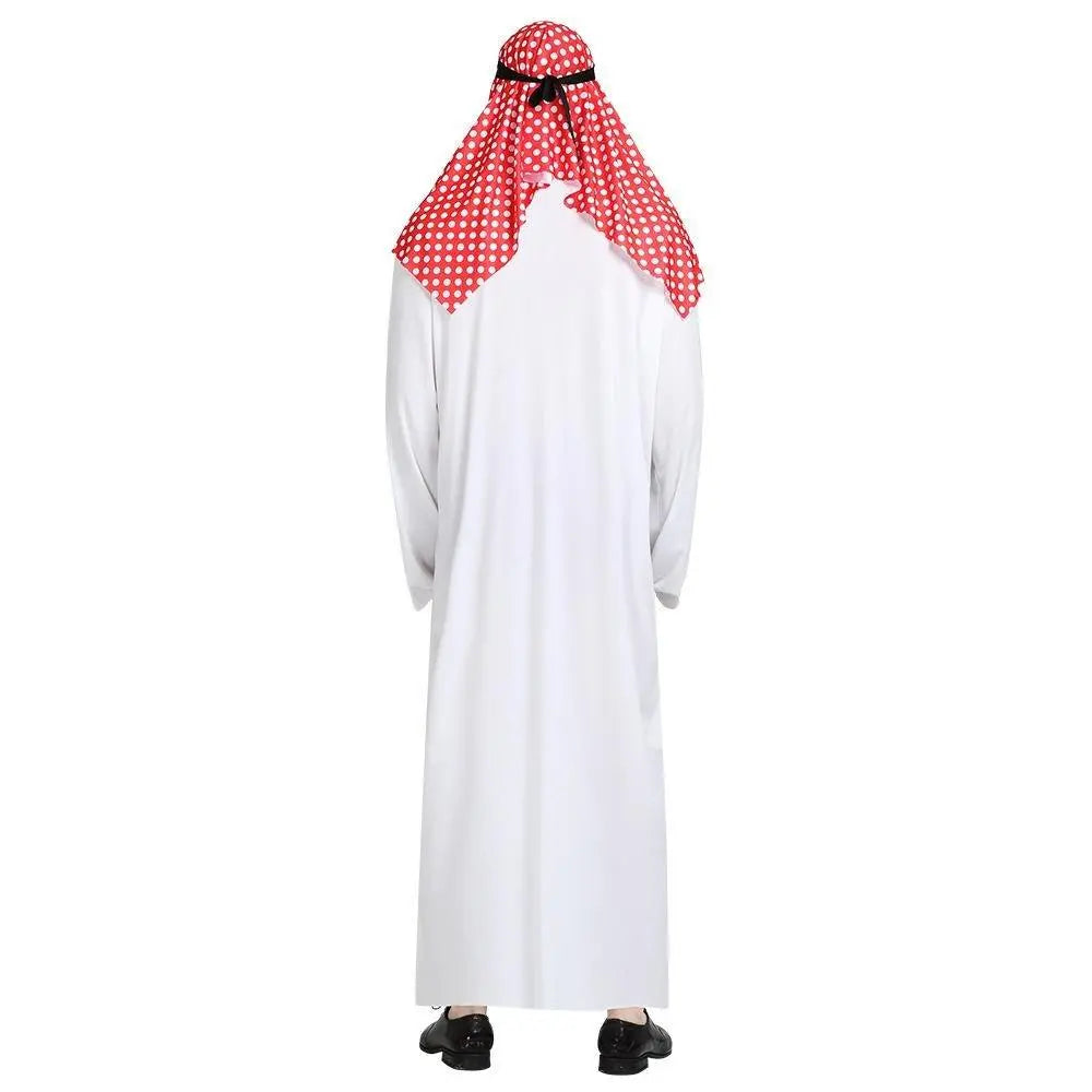 Middle East Dubai Prince adult male White Arab Red turban performance stage costume Cosplay - Pajamasbuy