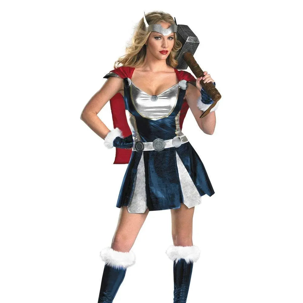 Superhero Thor Women Dress Sexy Lady Halloween Party Cosplay Costume