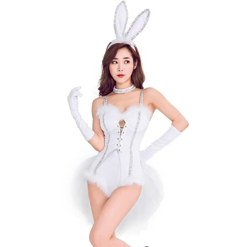 White Rabbit Cosplay Bunny girl stage Halloween Costumes for Adult - Pajamasbuy