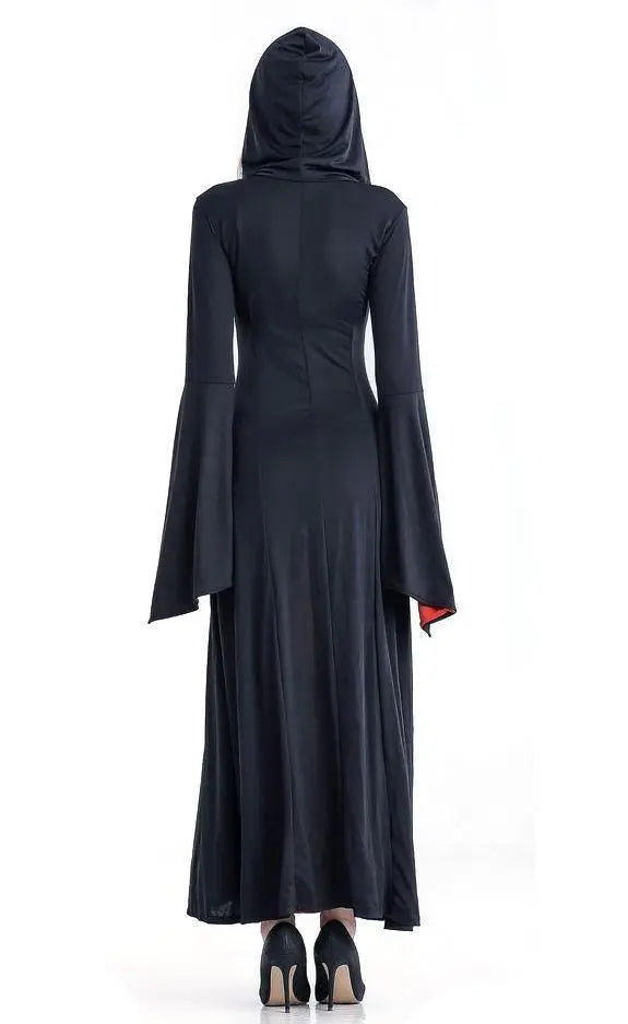 Women's Medieval Vintage Demon Hooded Witch Dress Cosplay Costume Halloween Renaissance Gothic - Pajamasbuy