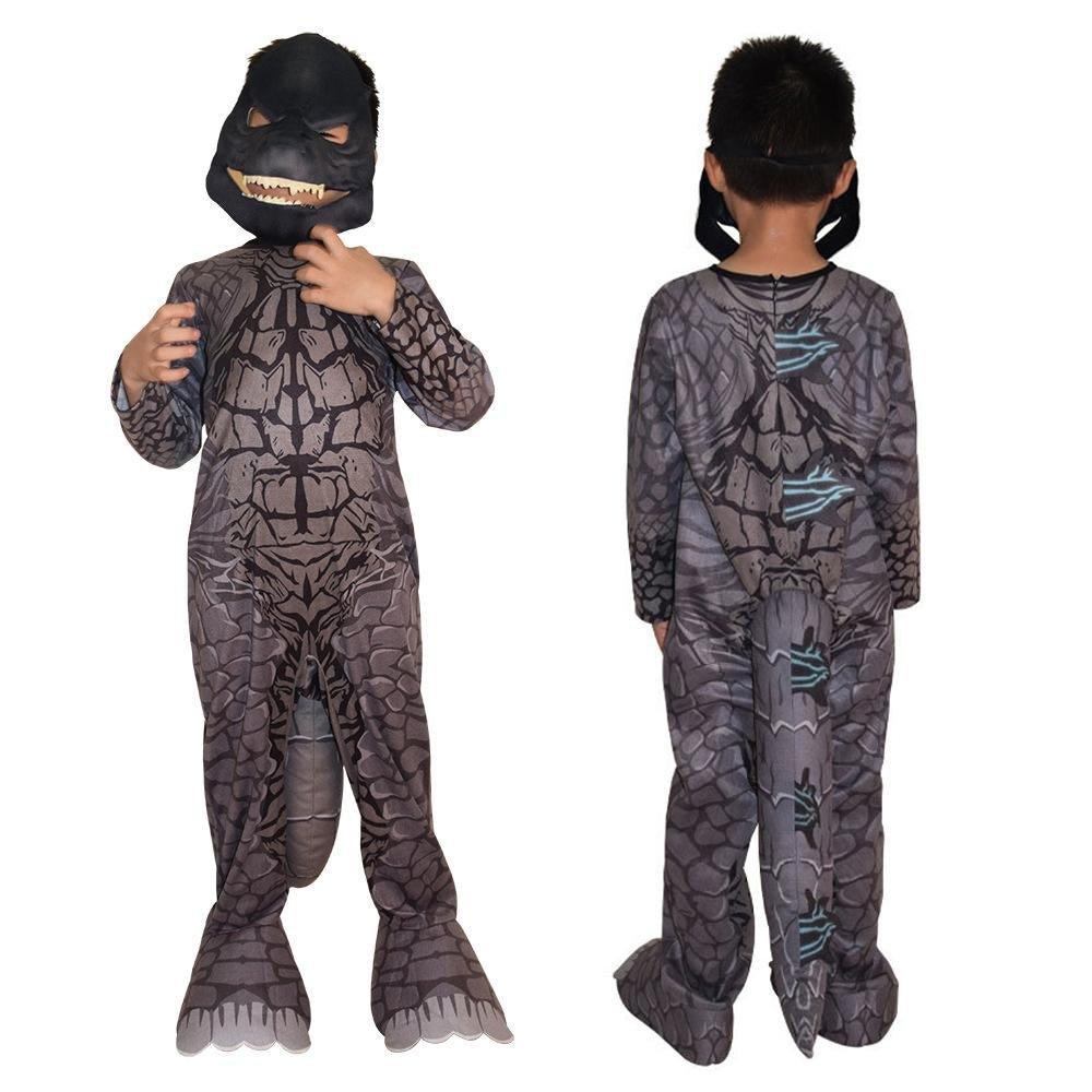 Godzilla Jumpsuit Mask Stage Performance Cosplay Costumes Printing Kids - Pajamasbuy